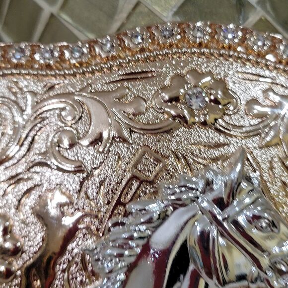 Horse Head Western belt Buckle Rose Tone 4.5 x 3.5 " With Rhinestones Sh… - Picture 4 of 9